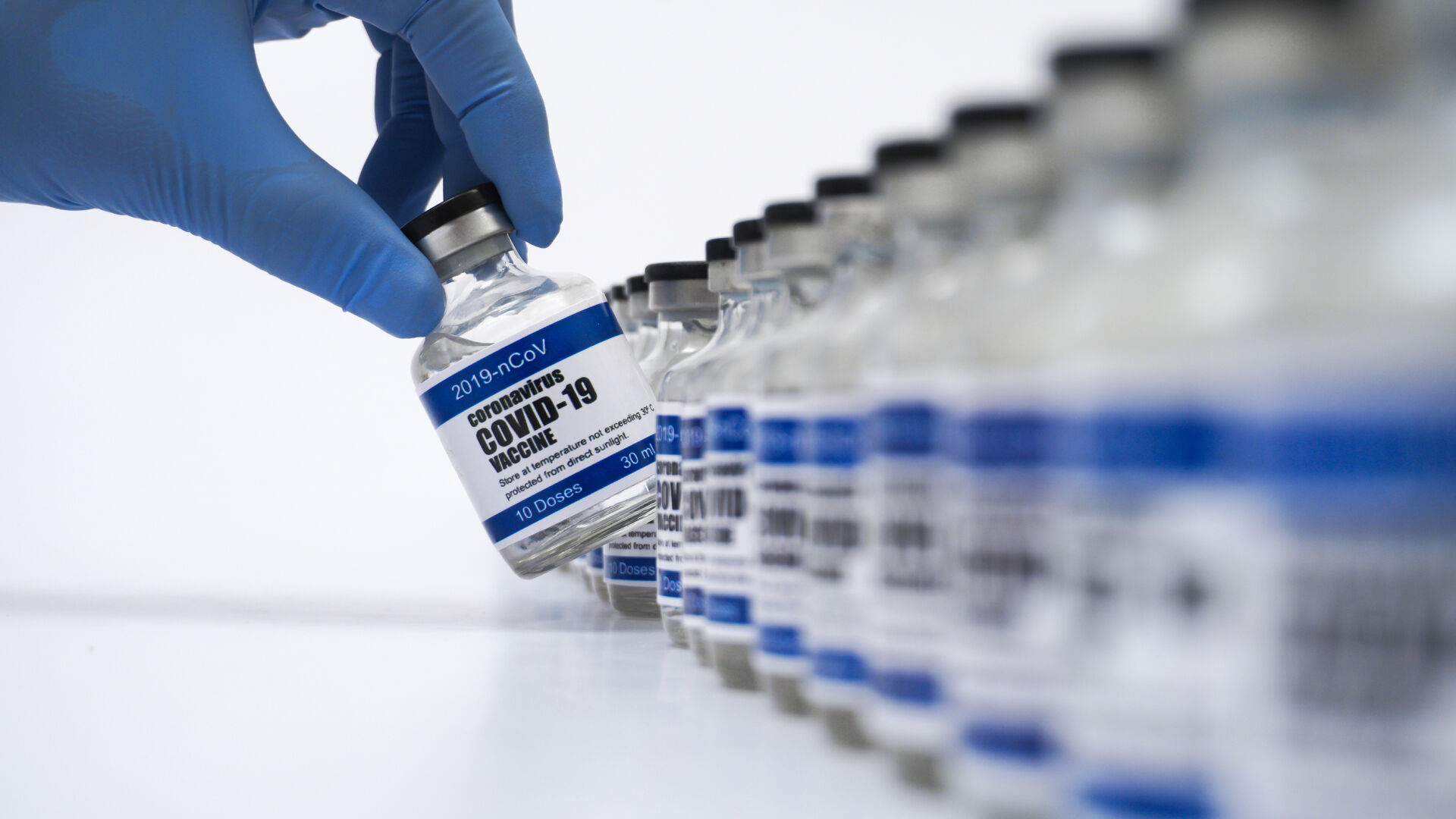 Covid-19 Corona Virus 2019-ncov Vaccine Vials Medicine Drug Bottles Syringe Injection Blue Nitrile S